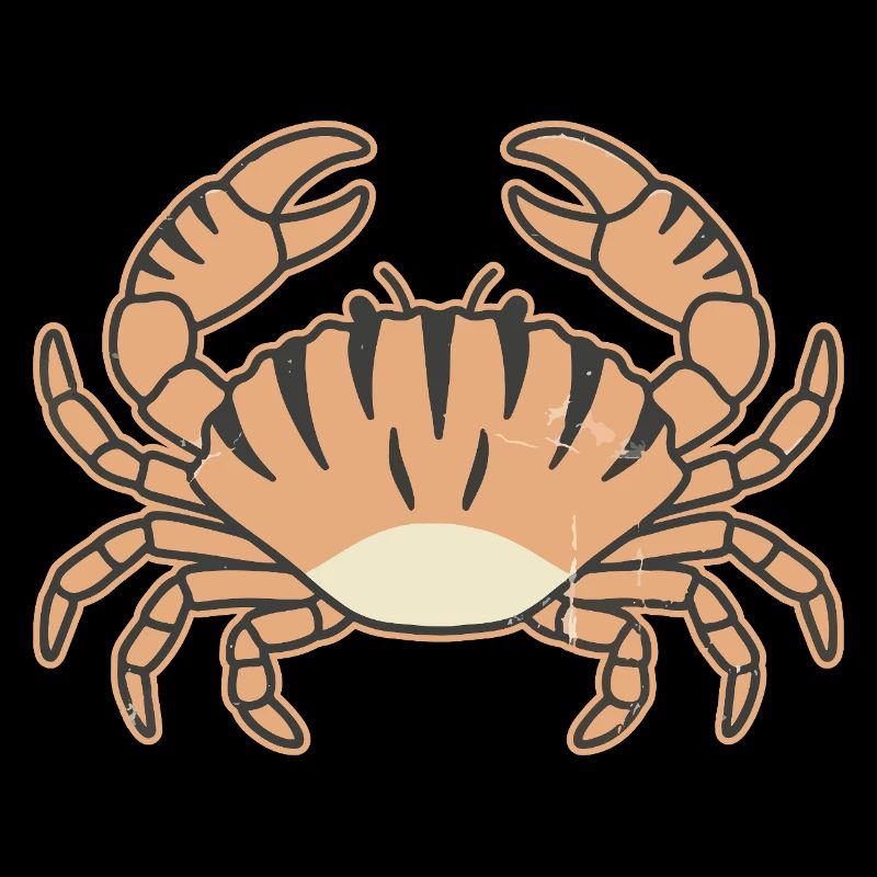 Stylized crab with tiger stripes