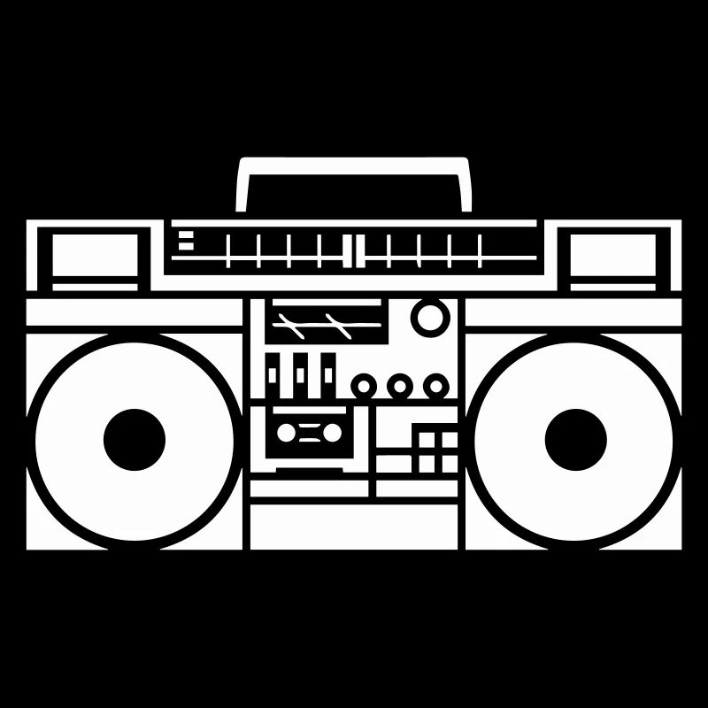 Retro Boombox Graphic Black & White