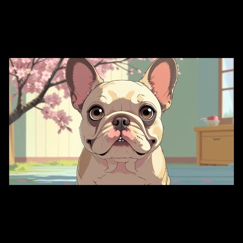 Bouledogue mignon dans un style animé