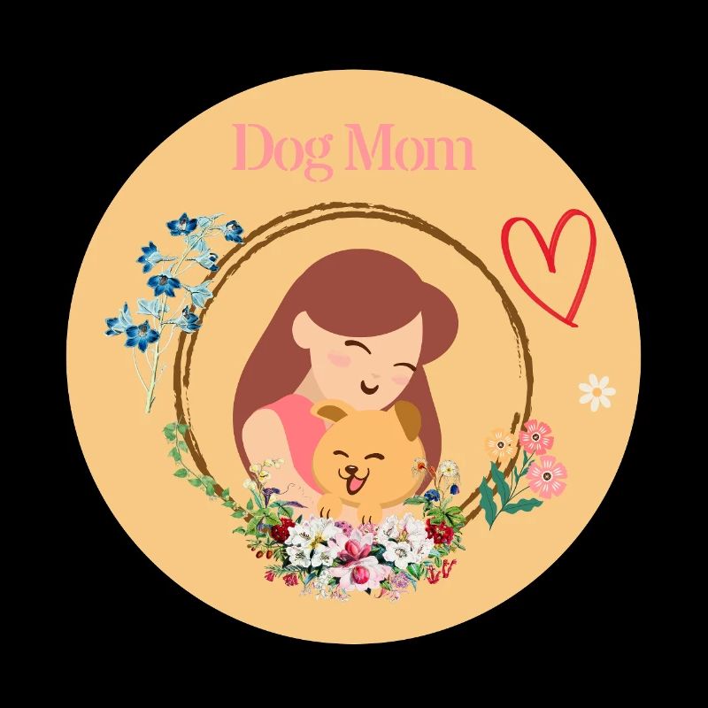 Maman de chien dans une couronne de fleurs