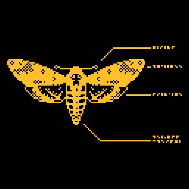 1bit Pixel Crâne Hawkmoth