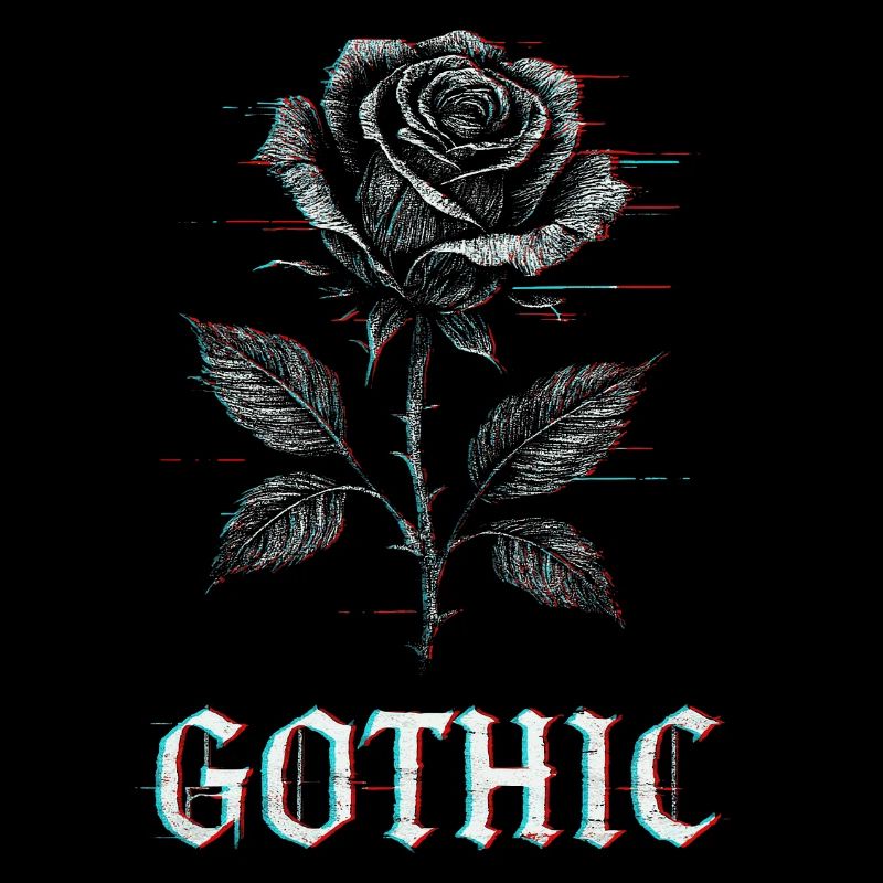 Rose gothique avec effet glitch