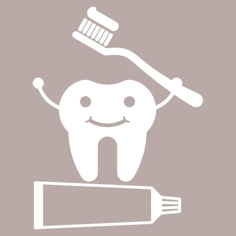 Tooth with toothbrush and toothpaste