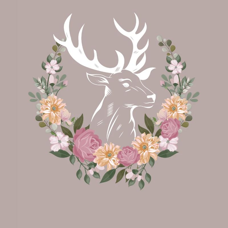 Deer head with floral dirndl replacement