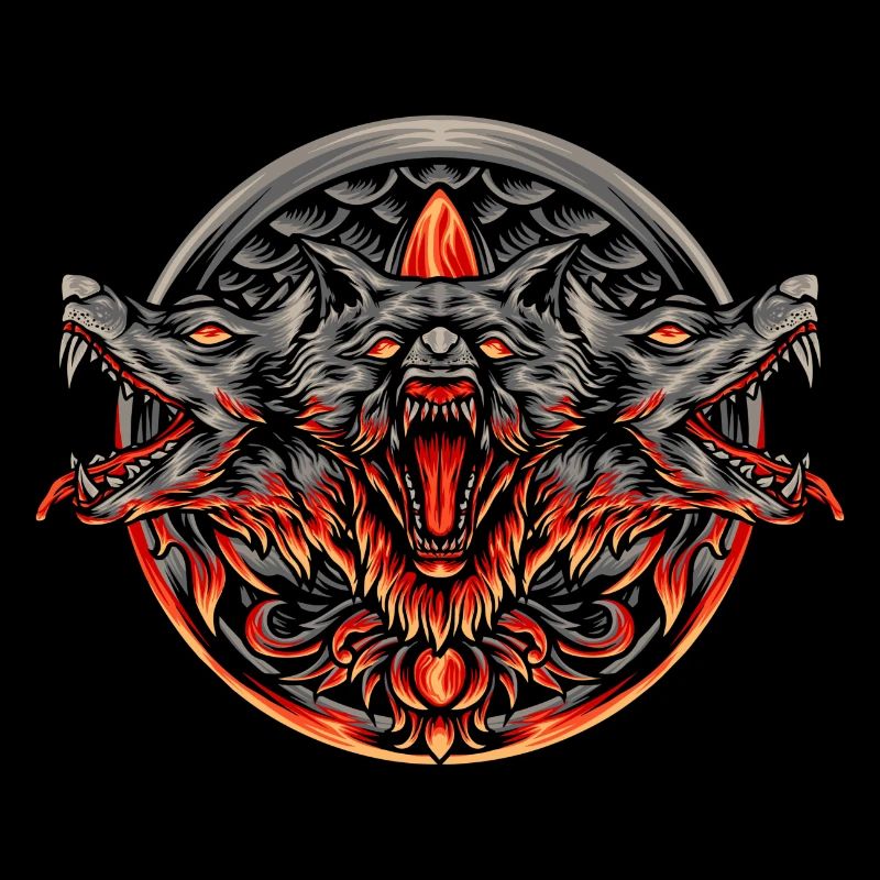 Wolf Head Cerberus Créatures grecques mythiques