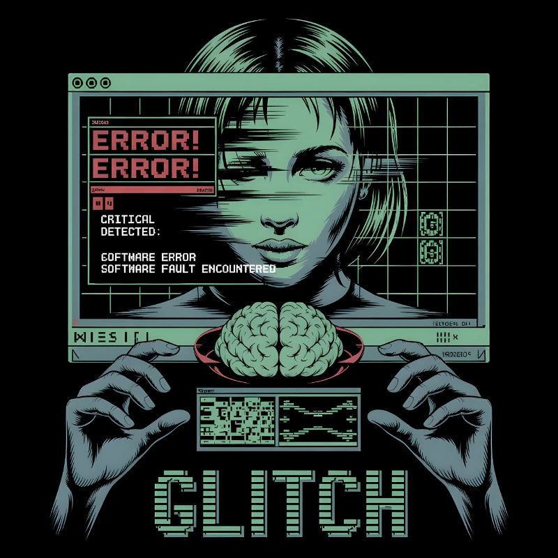 Error Glitch - T-shirt graphique futuriste