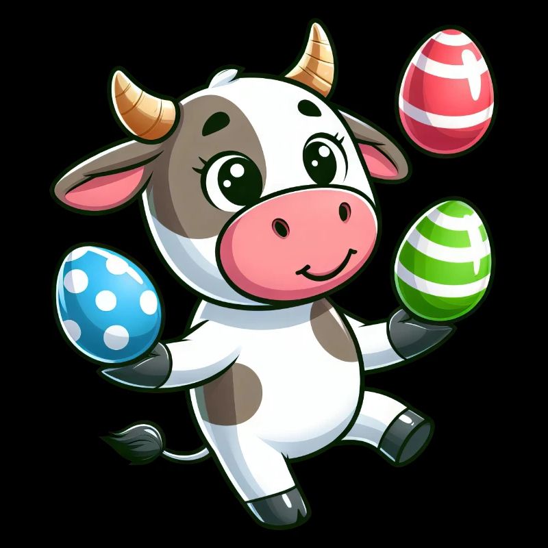 Conception d'artiste de jonglage de vache et de taureau d'oeuf de Pâques