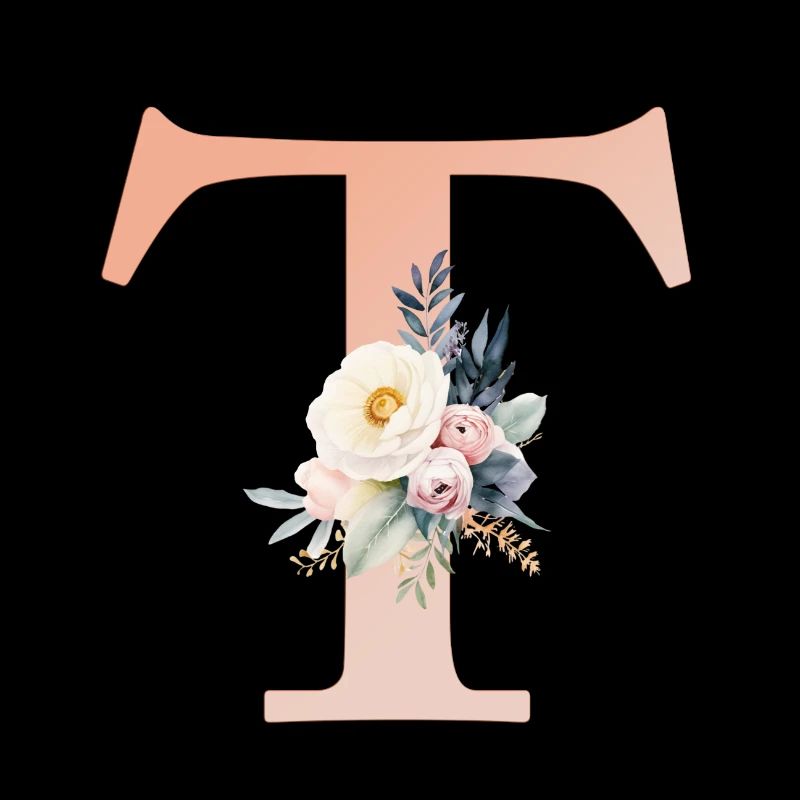 T Monogram, Floral, Boho
