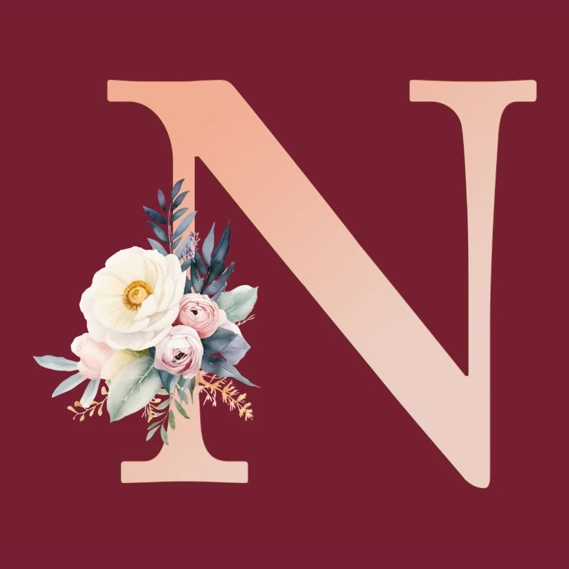 N monogramme, Floral, Boho