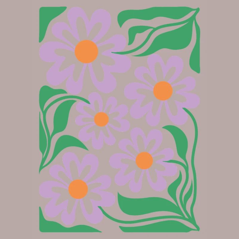 Purple Floral Pattern Boho Flora