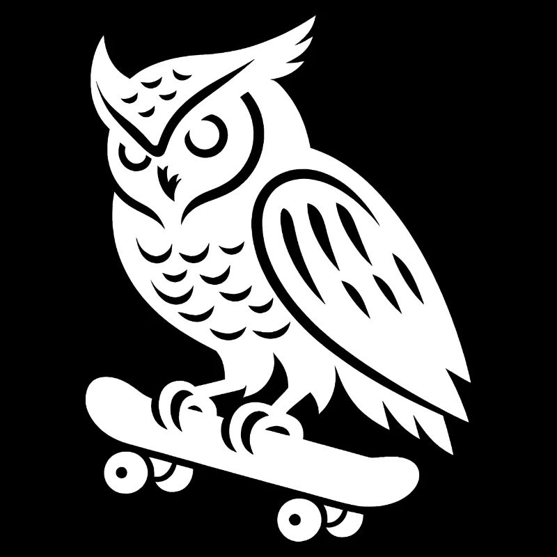 Schneeeule Skateboarder Skatersilhouette Minimalis
