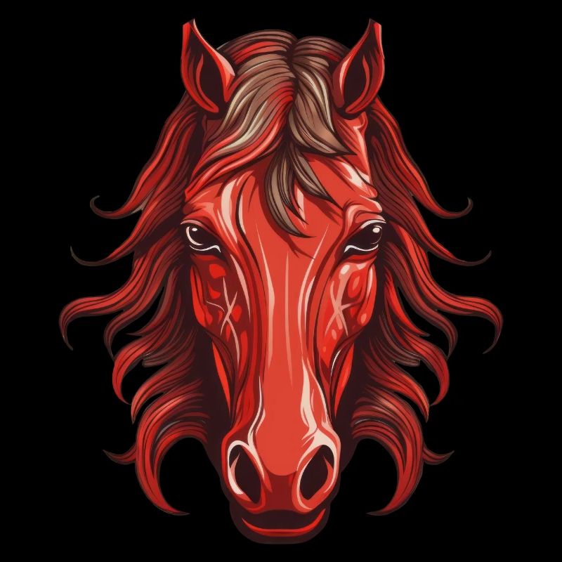 Red Horse - Conception de tête de cheval