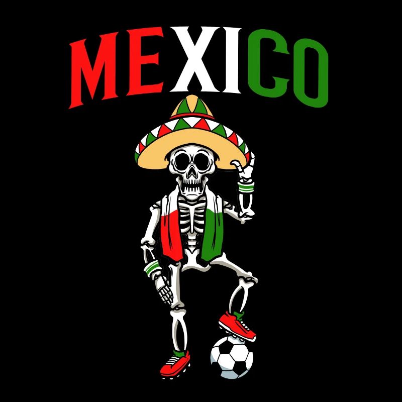 Skeleton Boy Men Mexico Soccer Player