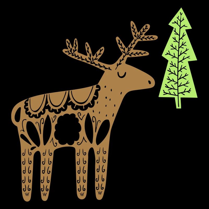 Deer with fir tree
