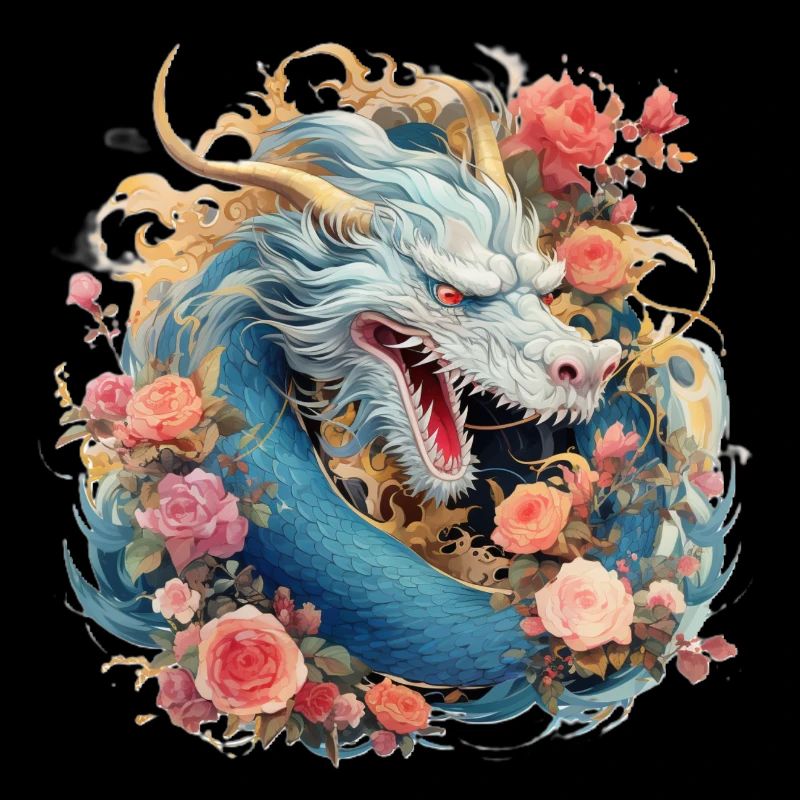 Dragon avec des fleurs