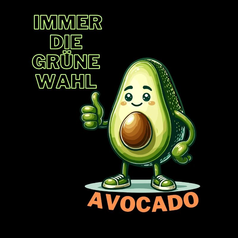 Avocado mit Daumen hoch und Spruch
