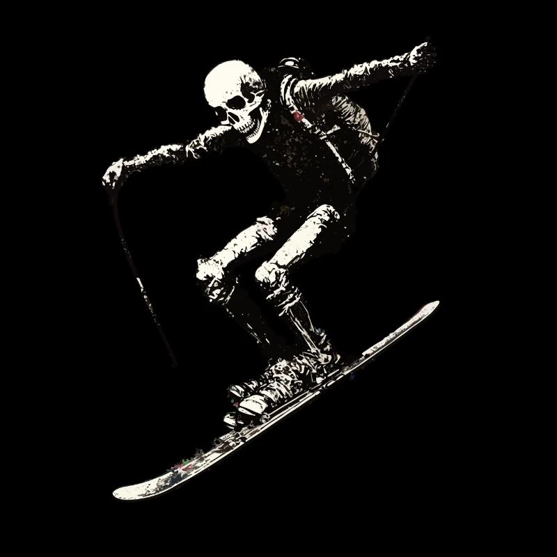 Graffiti skeleton on snowboard ski