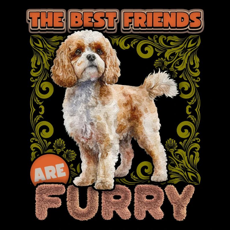 Illustration vintage de chien Cavapoo, drôle de dicton
