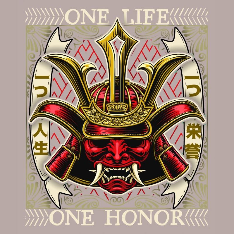 Japanischer Samurai Dämon, Samurai Krieger, Spruch