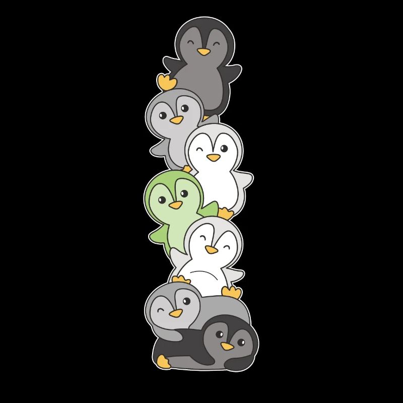 Agender Flag Pride LGBTQ Mignon Penguin Stack
