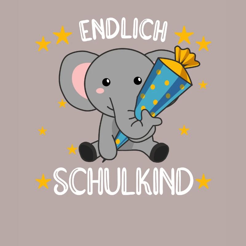 endlich Schulkind Einschulung Schule Elefant