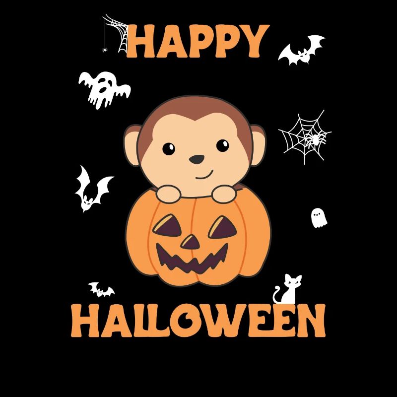 Monkey in pumpkin cute monkey Happy Halloween