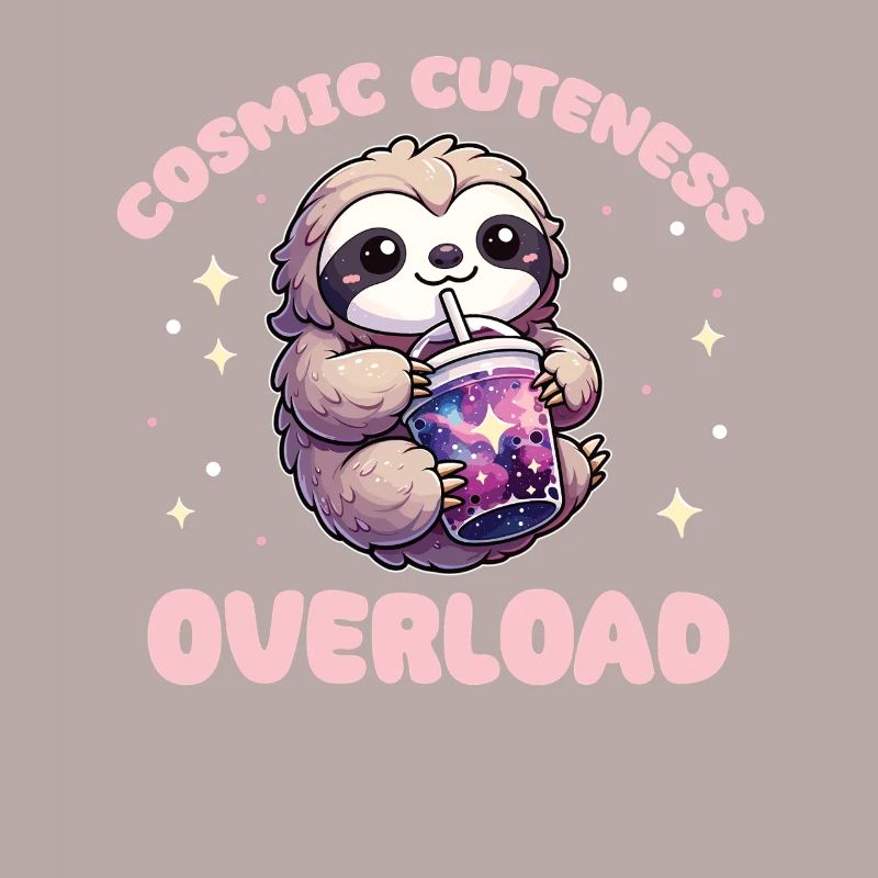 Sloths Drinking Bubble Tea Galaxy Boba Sloth