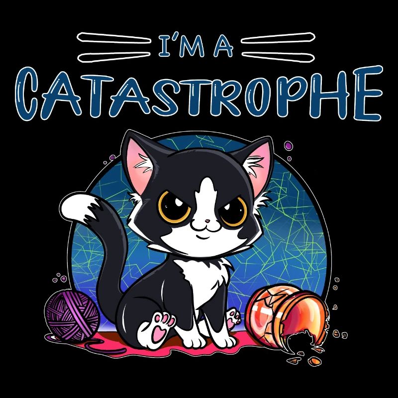 Chat mignon farce trouble chibi noir et blanc