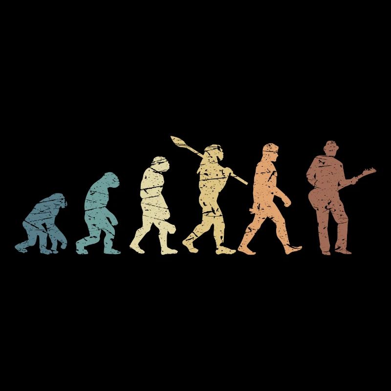 Human Evolution Guitar Band Retro Vintage