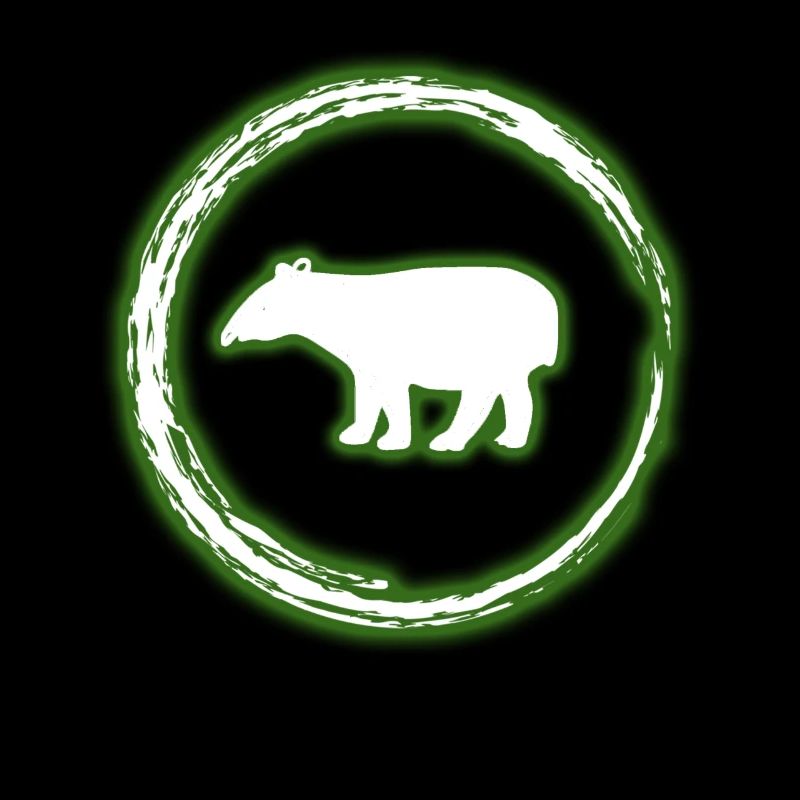 Glow Circle Green Tapir Neon Glowing Effect Retro