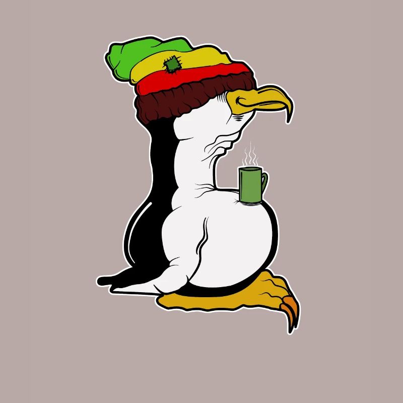 Tux Linux Pinguin Kaffeepause Computerfreak Rasta