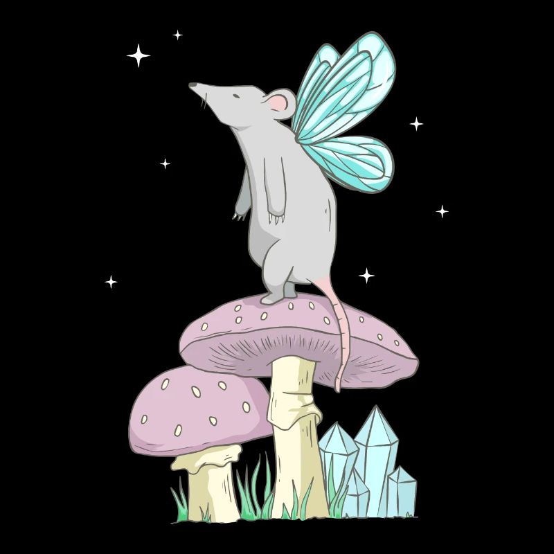 Fairycore Esthétique Fairy Mouse sur un champignon