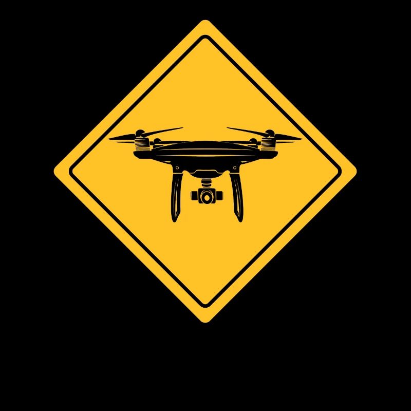 Drone with warning sign Drone flyer