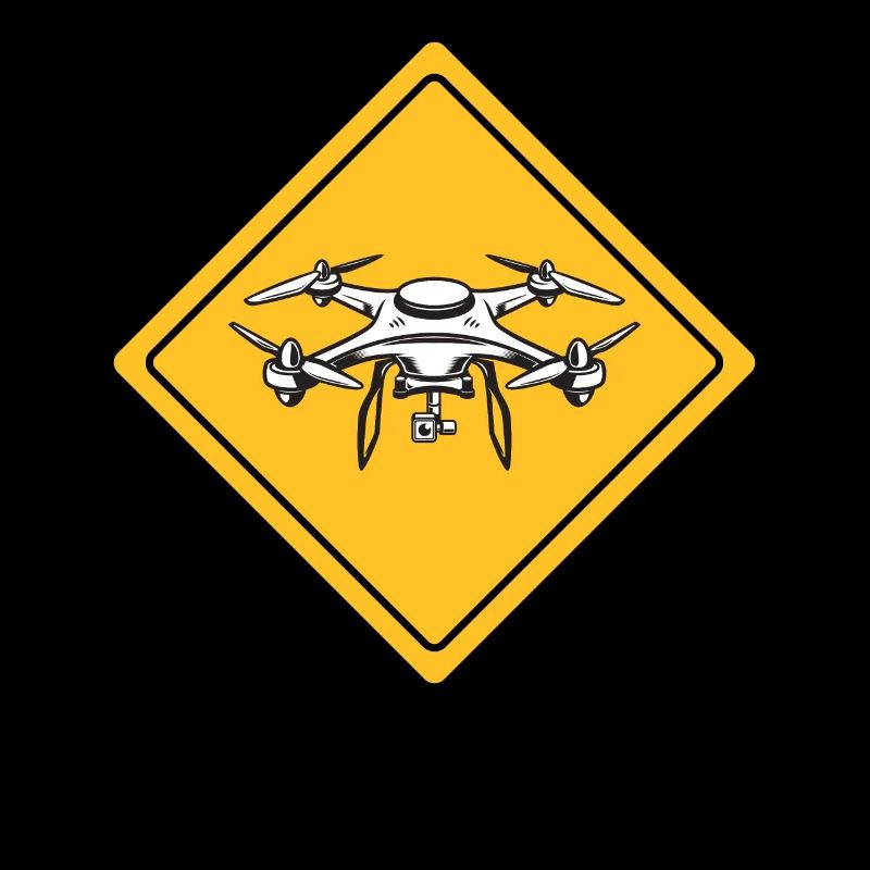 Drone with warning sign Drone flyer