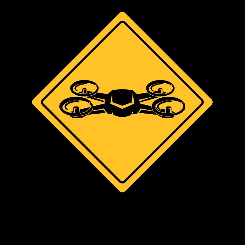 Drone with warning sign Drone flyer