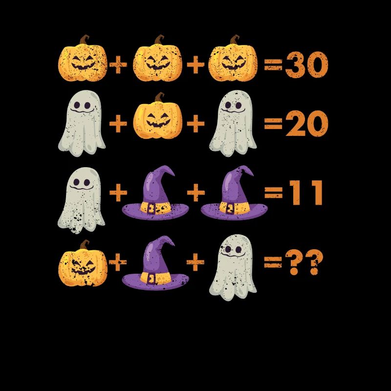 Math Equation Pumpkin Ghost Witch Bat