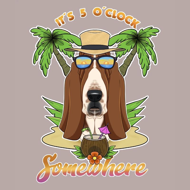 It Is 5 OClock Somewhere Drinking Basset Hound