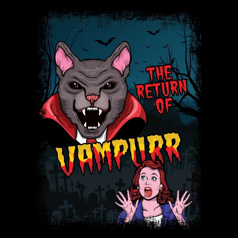 Mignon Chat Vampire Horreur Effrayant Halloween