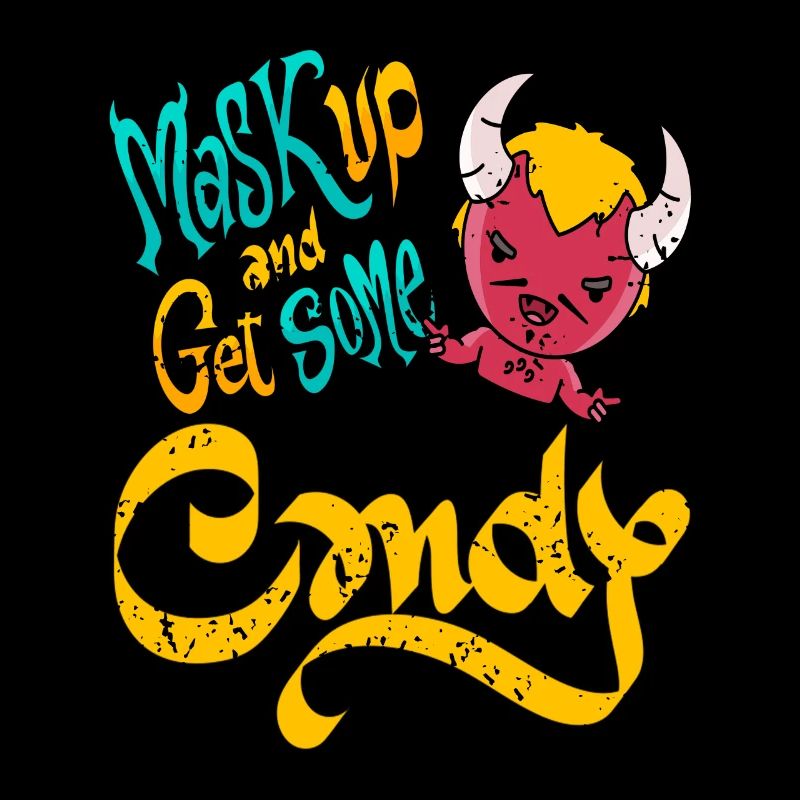 Mask Up & Get Some Candy Retro Halloween Demon