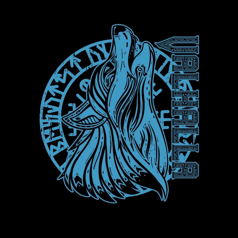 Valhalla Wolf Odin Runes Nordic Compass