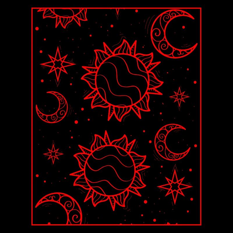 Bohemian Aesthetic Sun and Moon Pattern