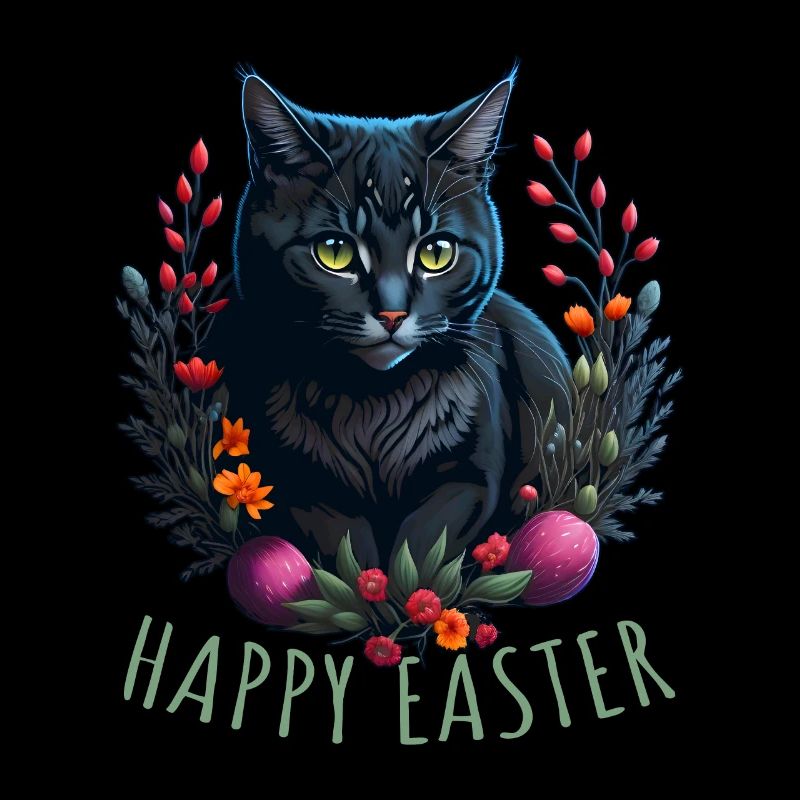 cute cat in easter & spring happy easter
