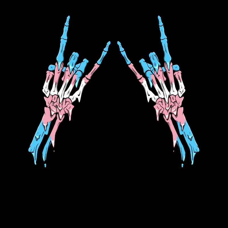 Transgender Pride Trans Flag Devil Horn Skeleton