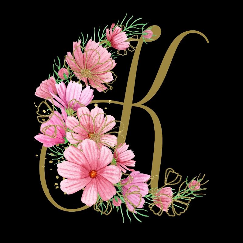 Blumenranke mit Buchstabe K