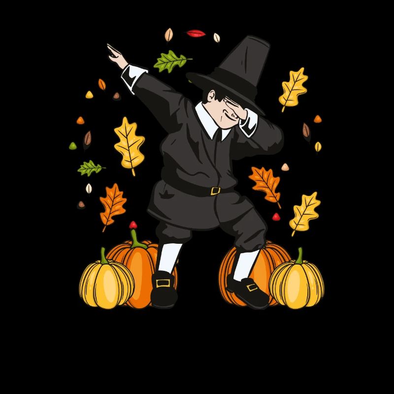 Dabbing Pilgrim Pumpkin Thanksgiving Day Funny Dab