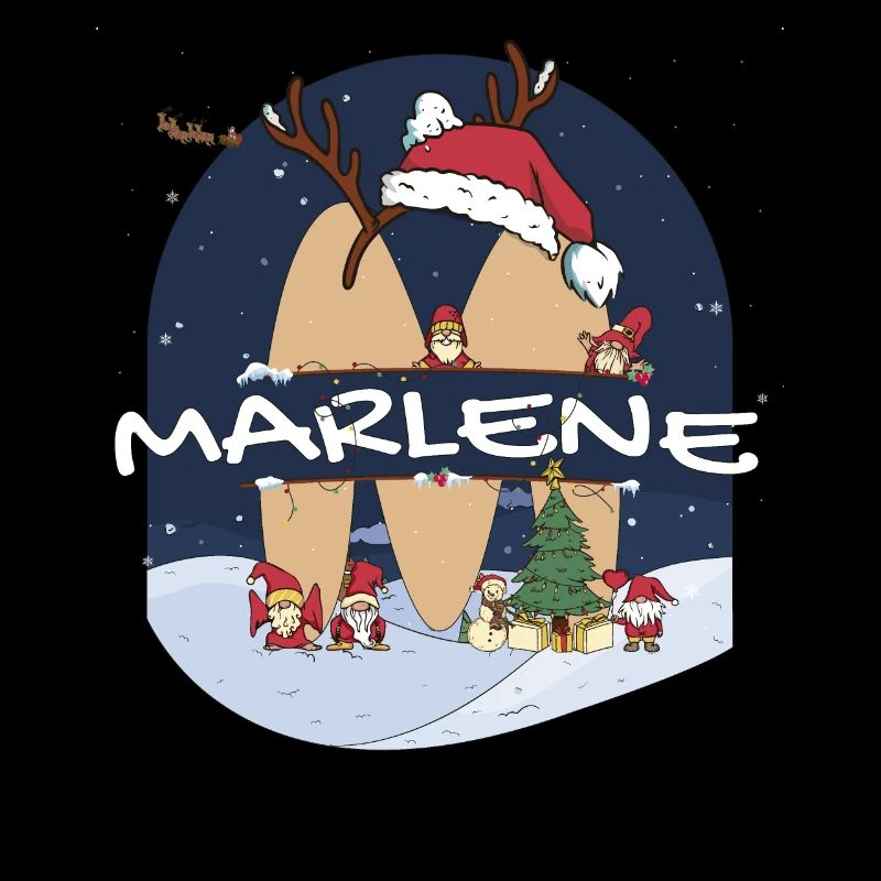 Awesome Marlene Name w Santa Hat in Xmas Theme