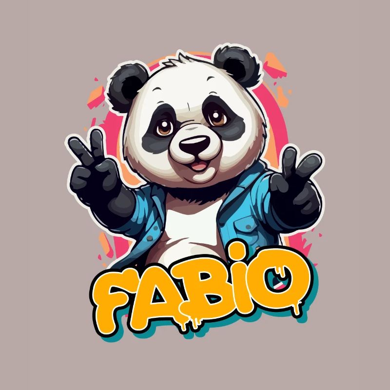 FABIO - Handsome Boy Name with Cool Panda