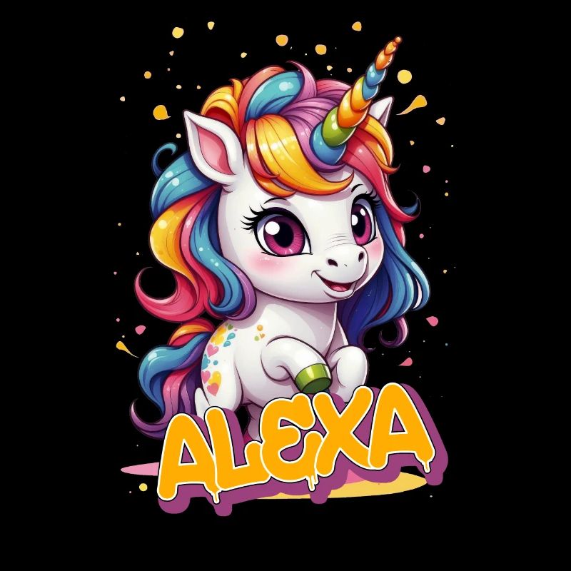 ALEXA - Schöner Mädchen Name mit süßem Einhorn