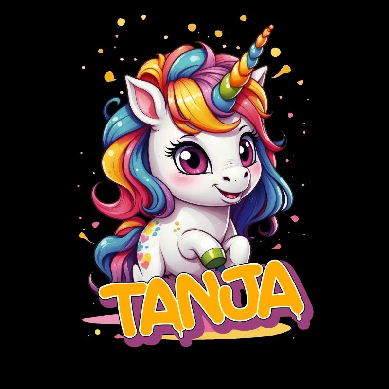 TANJA - Schöner Mädchen Name mit süßem Einhorn