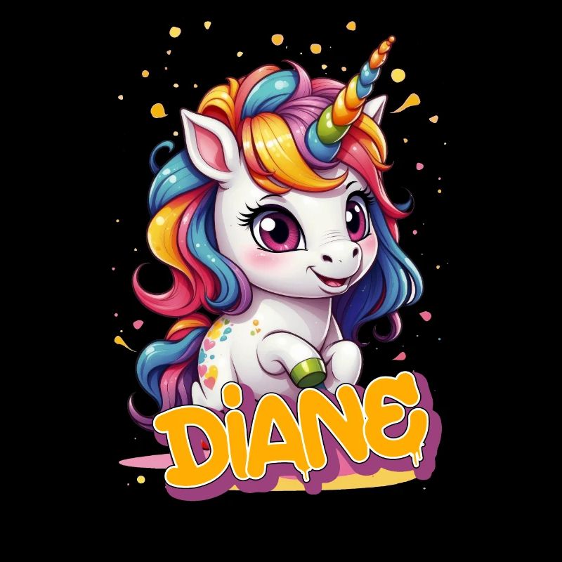 DIANE - Schöner Mädchen Name mit süßem Einhorn